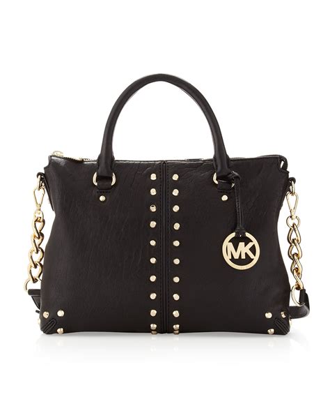 michael kors studded black bag|michael kors black studded handbag.